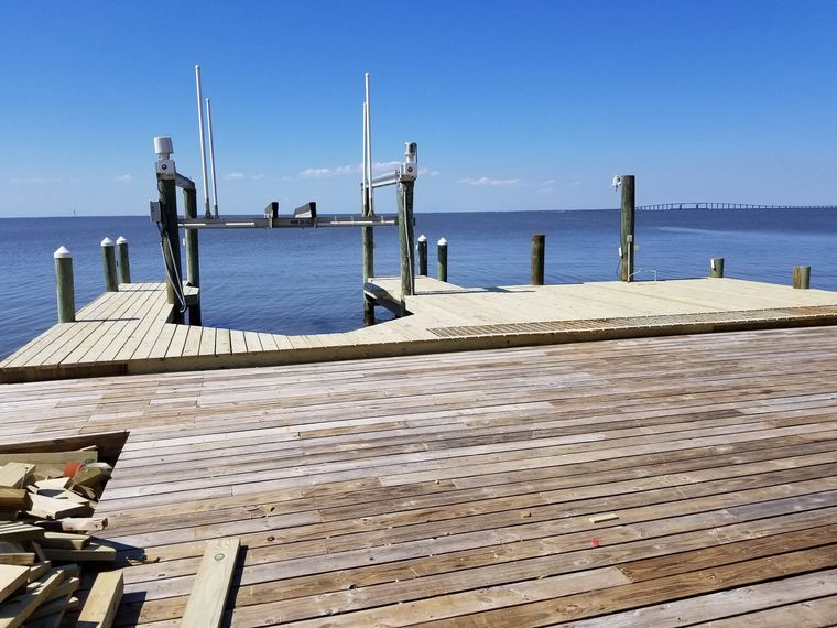 Dock decking over Mobile Bay